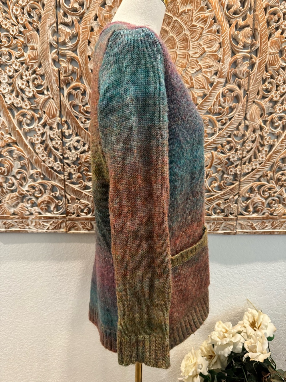 Retrology Multicolor Open-Front Knit Cardigan- size M - Picture 6 of 13